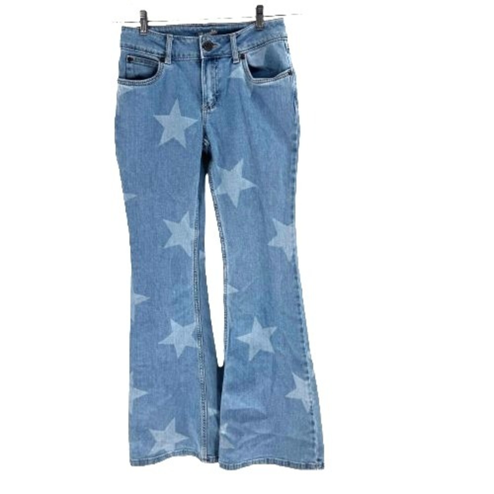 Wrangler Retro Mae Mid Rise Flare Jeans Star Pattern Women's 28 Cowgirl Rodeo - Picture 2 of 10